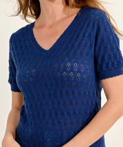 Pull fine maille manches courtes